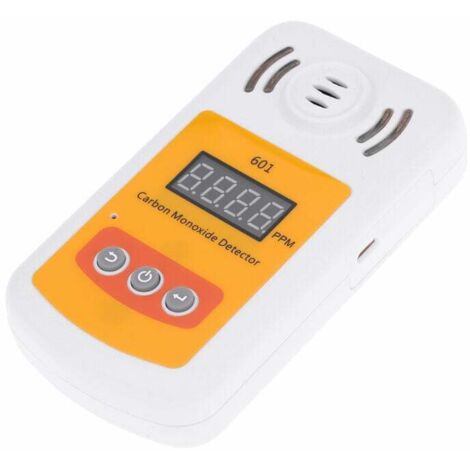 Mini detector portátil de monóxido de carbono, medidor de gas CO con alarma de sonido y luz, blanco y amarillo