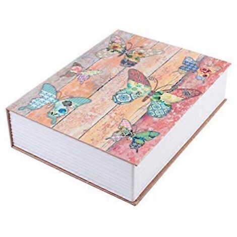 Mini-dictionnaire coffre-fort papillon pour bijoux, clés et objets de valeur ---