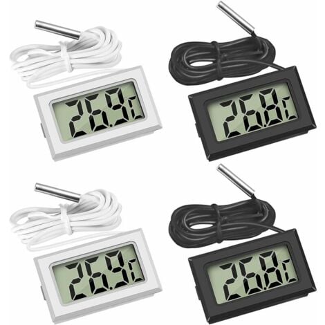 Mini-Digital-LCD-Temperaturthermometer mit Temperaturfühler-Sensortester (2X Schwarz 2X Weiß),Dolaso