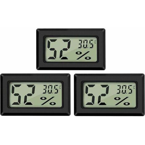 Mini-Digital-LCD-Thermometer-Hygrometer (3 Stück – A) Temperatur- und Luftfeuchtigkeitsanzeige -5070 °C, 10 % 99 % relative Luftfeuchtigkeit, tragbares Thermometer, Thermo-Hygrometer-Anzeige für Büro,