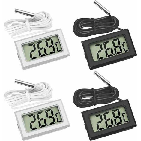 Mini-Digital-LCD-Thermometer mit Temperaturfühler (2x Schwarz, 2x Weiß)