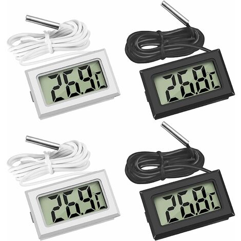 Waterproof Refrigerator Freezer Thermometer Temperature Monitor Easy to Read LCD Display with Hook Black, 1pack 