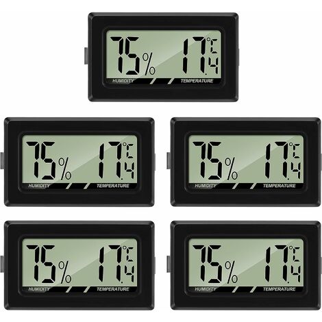 Mini Digital LCD Thermomètre Hygromètre Température Humidité Testeur Thermomètre Portable Thermo Hygromètre Indicateur pour Bureau Cuisine Humidors Incubateurs Reptiles (5PCS)