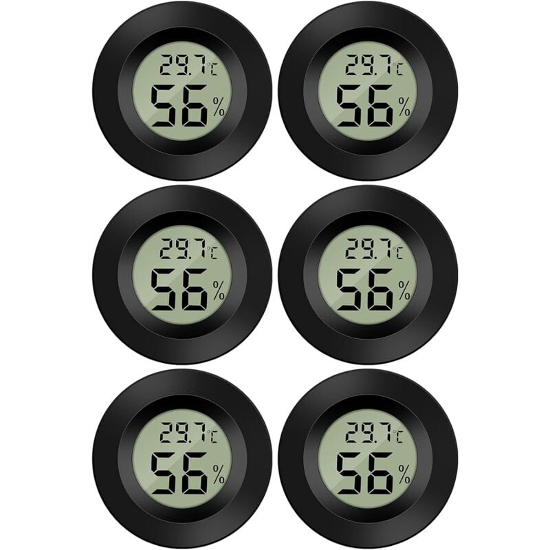 Mini Digital LCD Thermomètre Hygromètre Température Humidité Thermo Indicateur pour Bureau Cuisine Humidors Incubateurs Reptiles 6 Pièces