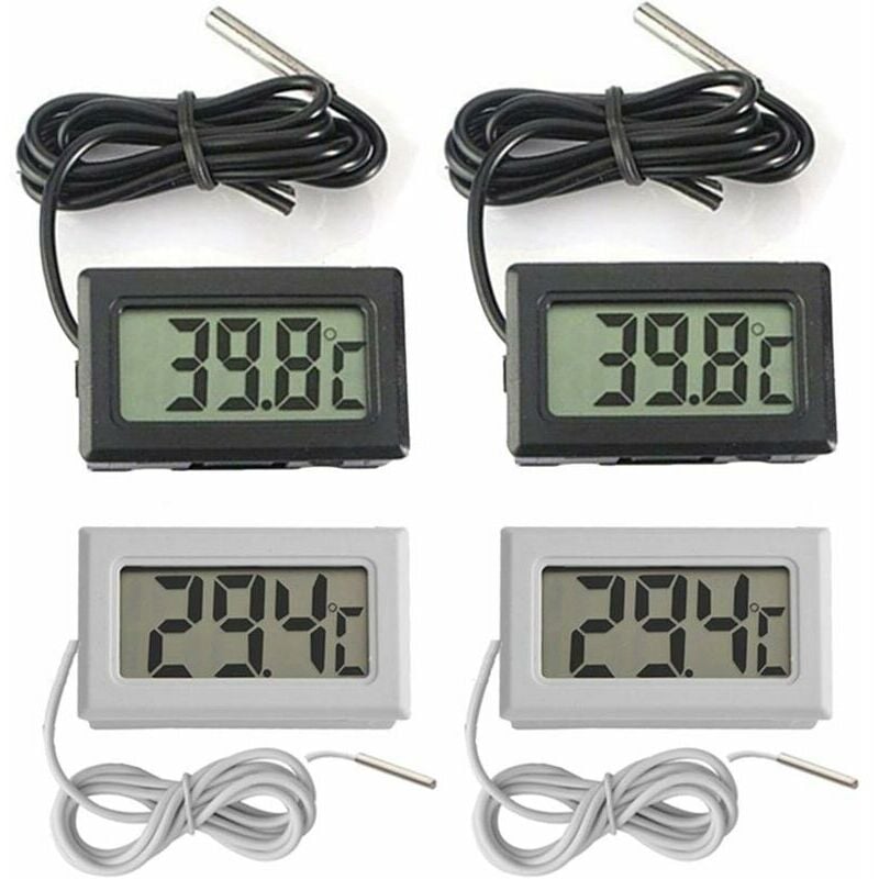 Mini Digital lcd Thermomètre Température -5070 de Température Capteur Testeur pour Réfrigérateur Congélateurs Aquarium (2X Noir 2X Blanc)