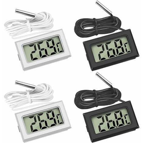 Mini Digital LCD Thermomètre Température avec Sonde de Température Capteur Testeur ,Guazhuni (2X Noir 2X Blanc)