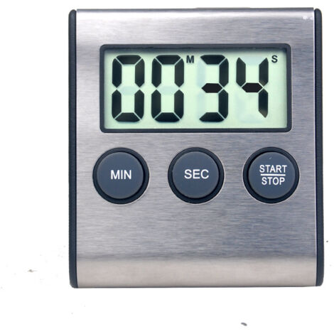 Mini Digital Timer, 24 Hour Format, Countdown and Stopwatch, for Kitchen, Sports, Study, Meeting, Parking, Medical Treatment Stainless Steel Black