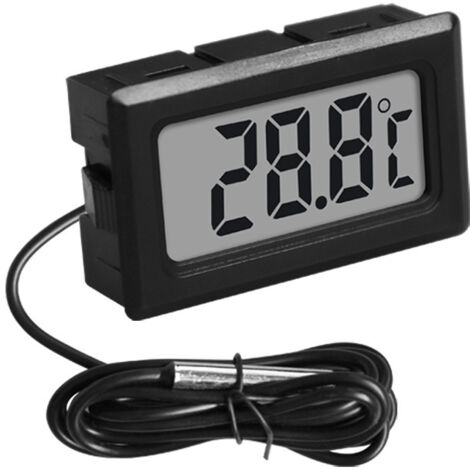 Mini-Digitalthermometer mit LCD-Anzeige, 1 m Kabel, für Aquarium, Badewanne oder Auto, schwarz, 1 Stück