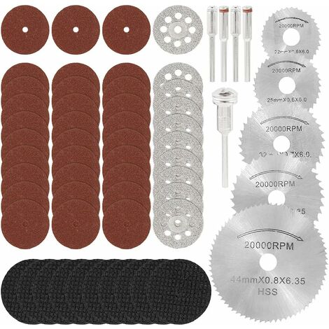 Mini disco de corte de diamante de 60 piezas, mini hoja de sierra circular HSS, mini disco de corte de resina, accesorios para herramientas rotativas para metal, piedra, plástico, madera 13Thirteen