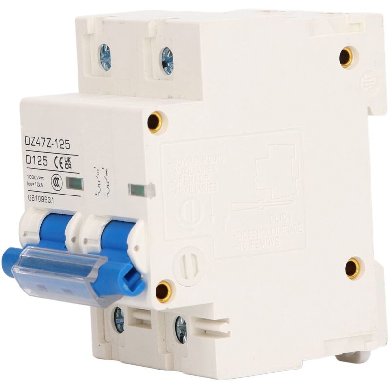 Ej.life - Mini Disjoncteur 2P Montage sur Rail din Disjoncteur 125A Protection contre les Courts-circuits Pa66 Matériel pour les Systèmes