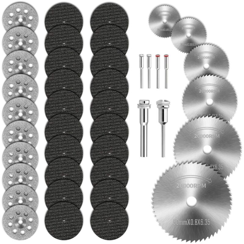 Mini Disque Diamant à Tronçonner 42 pcs - Lame de Scie Circulaire hss pour Bois, Plastique