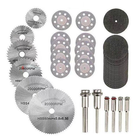 Mini Disque Diamant À Trononner & Mini Lame De Scie Circulaire Hss & Mini Disque De Coupe En Résine (3Mm Mandrins) Pour Bois Pierre Métal - Paquet De 42Pcs
