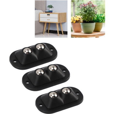 Mini-Doppelkugelrollen zum Selbstkleben – 12 geräuscharme, um 360° drehbare Räder, ABS/Edelstahl, 2,8 x 5 cm, schwarz – für Möbel und Haushaltsgeräte
