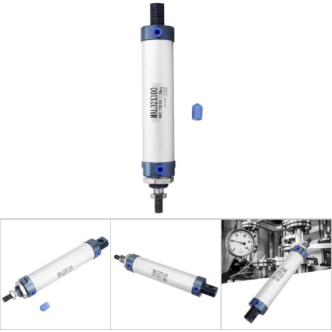 Mini-Doppelwirkungs-Pneumatikzylinder mit einfacher Kolbenstange 32 mm aus Aluminiumlegierung (100 mm Hub)