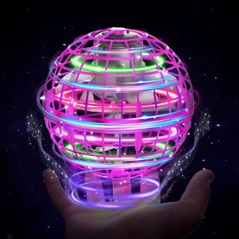 Mini dron volador con control remoto, luz RGB, rotación de 360 grados, OVNI para niños y adultos (rosa)