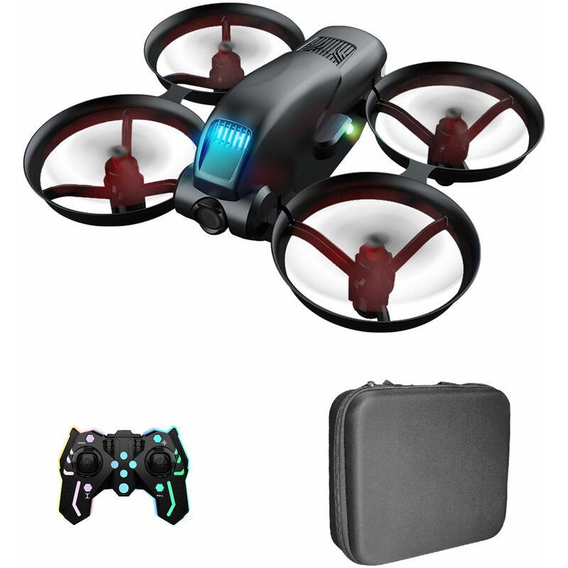 

Mini Drone RC Drone RC Quadcopter con Dazzle Light Modo sin cabeza Paquete de bolsa de almacenamiento de aterrizaje de despegue con un boton,Negro,