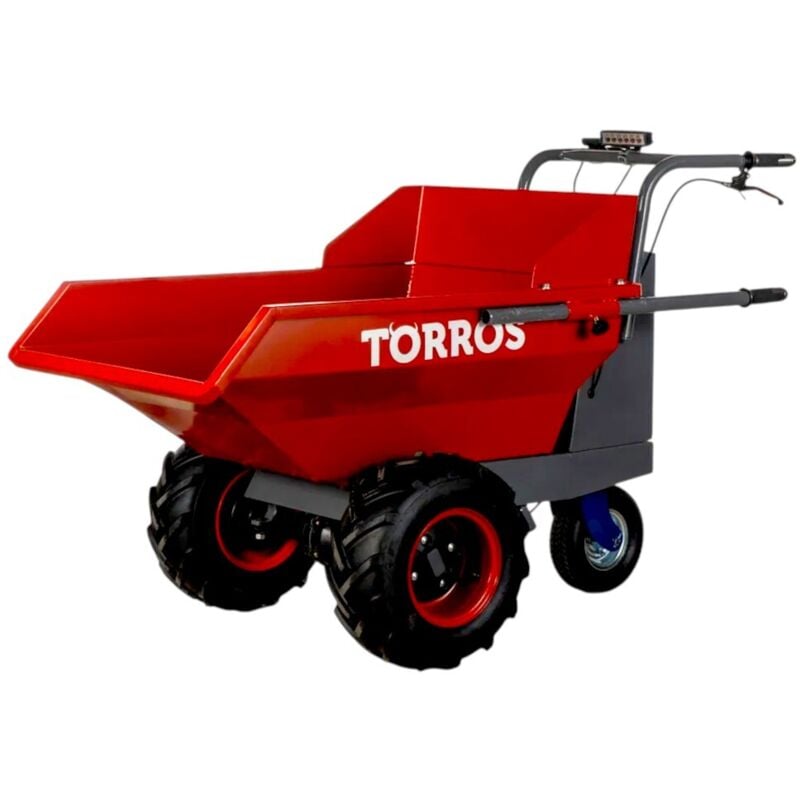 Mini dumper électrique 220l 400kg 3 roues benne basculante avec batterie 48V / 12Ah Torros MED400