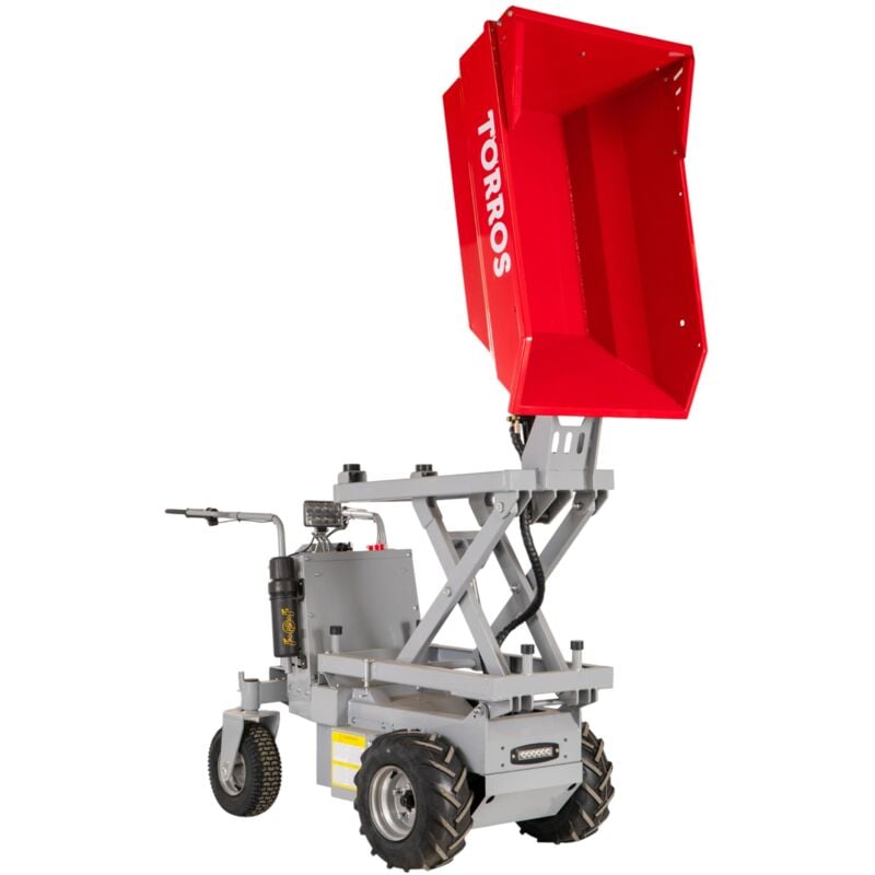 Mini dumper électrique avec élévateur à ciseaux 500 kg 186 L benne basculante hydraulique avec batterie 48 V / 20 Ah Torros MED503HS