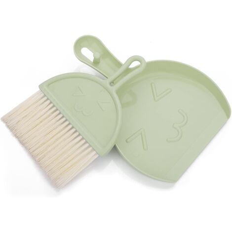 Mini Dustpan and Dustpan Set, Small Broom and Dustpan, Portable Table Brush Set, Soft Bristle Cleaning Tools, Dustpan for Desk (Green)
