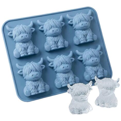 Mini-Eiswürfelform in Form eines Hochlandrindes – 6 Reihen