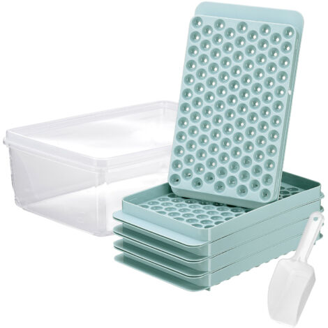 Mini-Eiswürfelformen, Set mit 4 Eiswürfelformen (4 blaue Formen, Eiswürfelbehälter und Eisschaufel) für kalte Getränke, Kaffee, Saft (4 Eiswürfelformen und Eiswürfel enthalten).