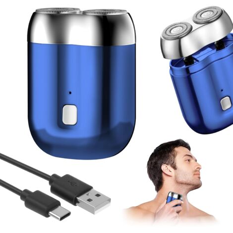 Mini Electric Shaver for Men IPX7 Waterproof - USB Rechargeable Travel Magnetic Shaver Blades High Speed 7000rpm Dry/Wet Use Portable Shave for Home, Travel, Blue