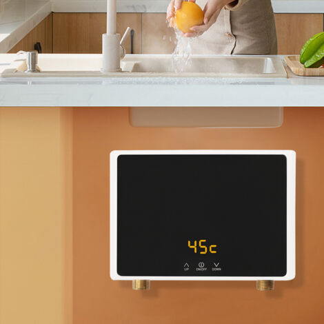 Mini Electric Water Heater, 5500W Instant Tankless Hot Water Heater with LCD Display