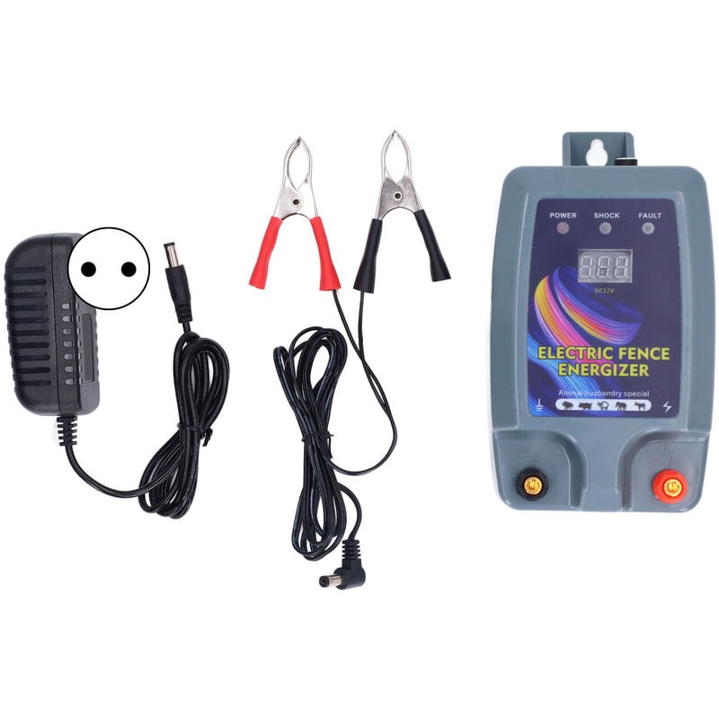 Jeffergarden 5km Clôture Électrique Impulsion Haute Tension Mini Électrificateur de Clôture Animale pour Porcs Moutons Chiens Prise 100‑240VEU