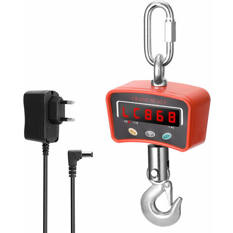 Mini Elektronische Hakenwaage 1000kg Kleine tragbare Hakenwaage mit LCD Display, Open Standard 220V, Orange - Orange