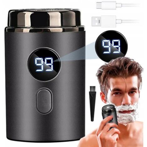 Mini-Elektrorasierer – Geschenkidee zum Vatertag – Spülmaschinenfest – USB-aufladbar – Für trockene und nasse Haut – Schwarz – LED-Ladeanzeige – 300 mAh