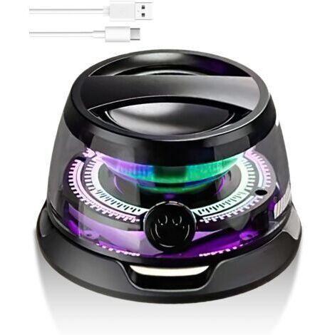 Mini enceinte Bluetooth magnétique sans fil portable avec support pour douche, cuisine, extérieur, voyage, golf (noir)