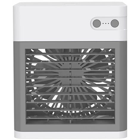 Mini Enfriador de Aire, Enfriador de Aire portátil con humidificador, Carga USB, 3 velocidades ajustables & 7 colores luces LED,Para el hogar, dormitorio, oficina, al aire libre (Blanco)