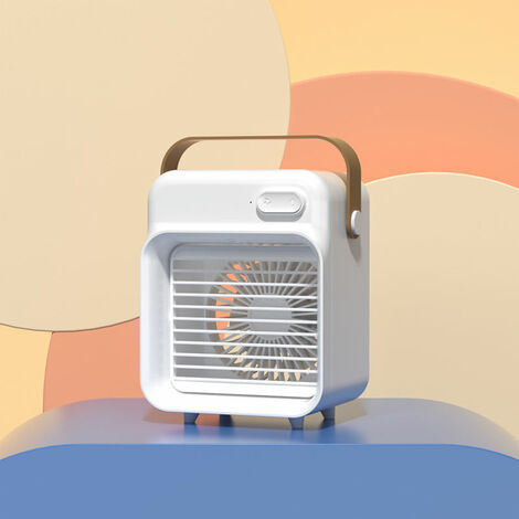 Mini Enfriador de Aire, Enfriador de Aire portátil con humidificador, Carga USB, 3 velocidades ajustables & 7 colores luces LED,Para el hogar, dormitorio, oficina, al aire libre