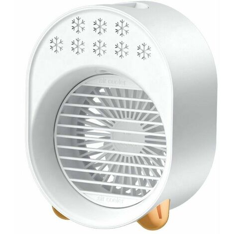 Mini enfriador de aire portátil, ventilador de refrigeración, escritorio, 3 velocidades, ventilador de refrigeración (blanco)