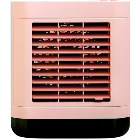 Mini enfriador de aire, uso domestico, USB, recargable, ventilador de refrigeracion por agua, portatil, escritorio, ventilador de aire acondicionado de aniones, rosa