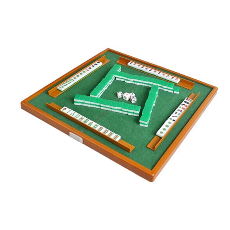 Lifcausal - Mini ensemble de Mahjong avec table de Mahjong pliante Ensemble de jeu de Mah Jong portable pour les voyages, les loisirs en famille, les