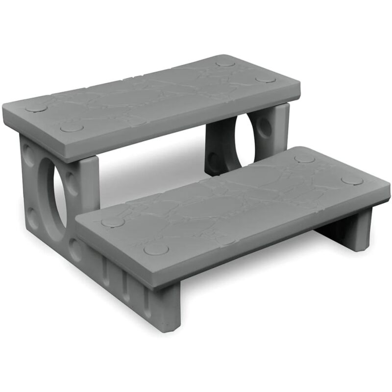 

vidaXL Mini Escalera 2 Peldaños Jacuzzi Plástico Escalón Bañera Piscina Gris