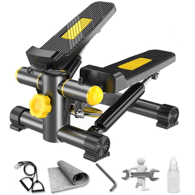 

Mini escalera paso a paso con bandas de resistencia Pedal Healthy & Fitness Equipo de ejercicio de gimnasio para el hogar, Oro