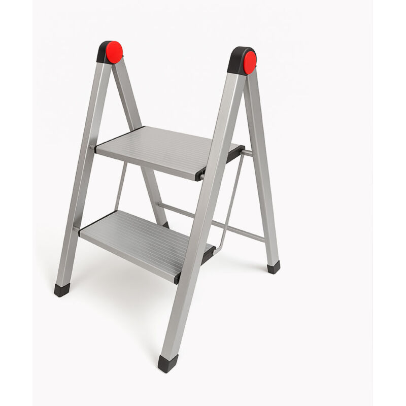 Mini Escalera taburete Plegable Slim de Aluminio con 2 Peldaños Antideslizantes, Diseño Ultrafino, Ligera, Compacta y Segura para Hogar y Oficina