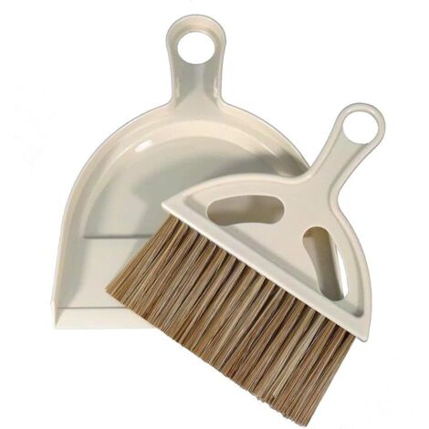 Mini escoba y cubo de basura - Juego de escoba de mano con cubo de basura - Herramienta de limpieza portátil para el hogar - Ideal para oficinas, encimeras, sofás, cocinas, escritorios, etc. (Blanco r