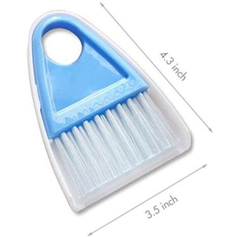 Mini escoba y recogedor para limpiar mesas, teclados, pelos de mascotas y pequeñas manchas – 1 paquete en azul y blanco.