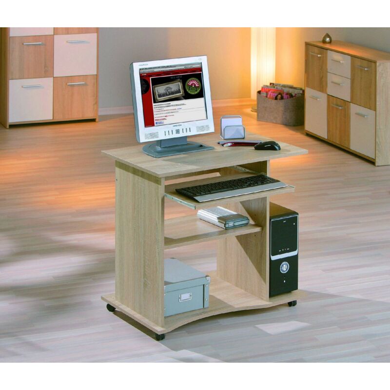 

Mini oficina con ruedas laminadas acabado roble