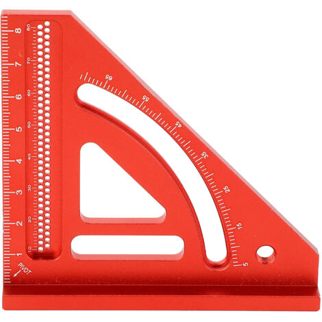 Mini escuadra de carpintero de aluminio con ángulos integrados para marcar.