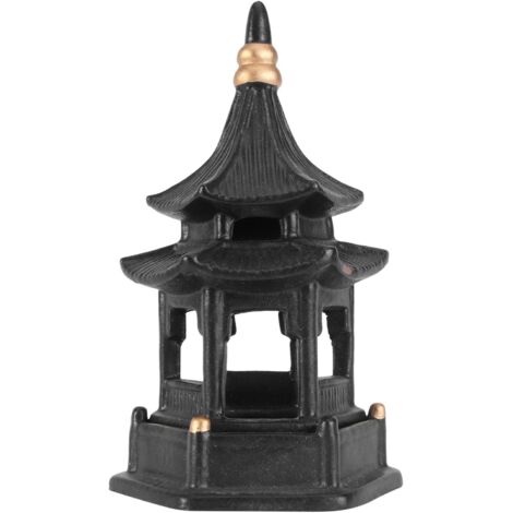 Mini estatua zen japonesa para decoración de jardín, torre de pagoda, estatua hexagonal, escultura, adorno para acuario, bonsái, paisaje, decoración de patio, color negro
