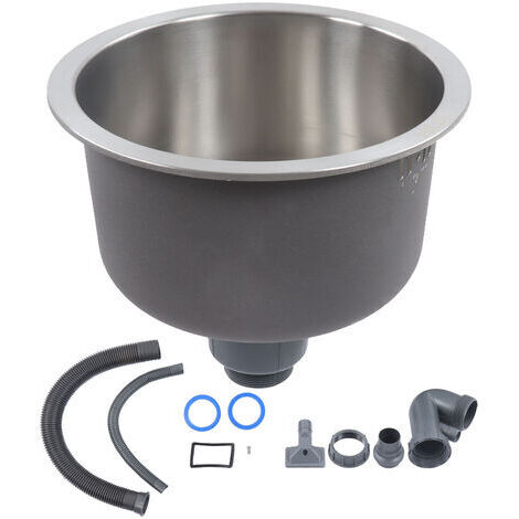 Mini évier de cuisine rond en acier inoxydable, bassin rond avec raccord de gouttière de 30 cm de diamètre