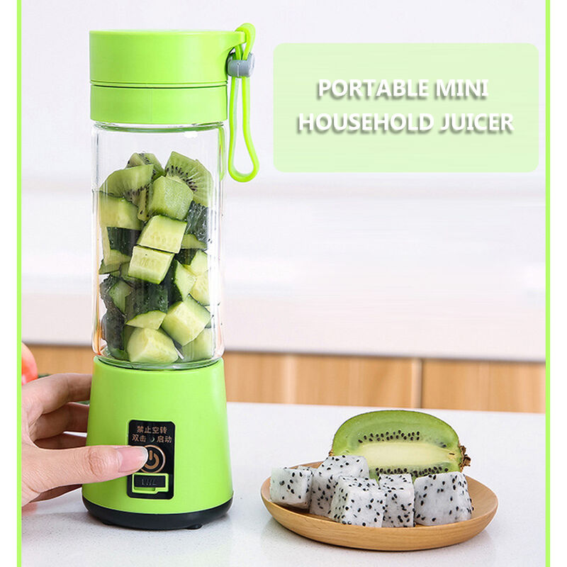 

Mini exprimidor portatil para el hogar, exprimidor multifuncion, taza de jugo, taza de jugo de carga, taza de plastico verde de 4 hojas, Vaso de