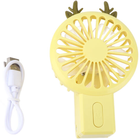 Mini-Faltventilator in Ohrform, 5 Flügel, 3 Geschwindigkeitsstufen, tragbar für die Kühlung im Freien – Gelb