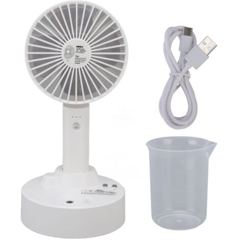 Mini Fan USB Rechargeable 3 Speeds Misting Desktop Automatic Shaking Head Handheld Small Fan with Charging Base