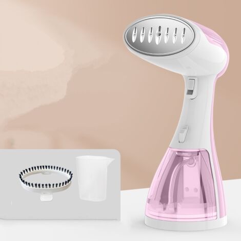 mini fer à repasser, mini fer à vapeur, cuiseur vapeur portable, (chauffage rapide 15s, réservoir d'eau 330ml, 1500W), fer a repasser suspendu compact pour la maison - Blanc et rose