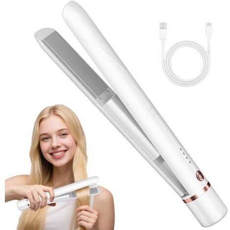 Mini fer styler - Sans fil, 2-en-1 fer à lisser et à friser, Mini modèle pour voyage, Compatible avec tous types de cheveux, Lissage, ondes, boucles intérieures/extérieures